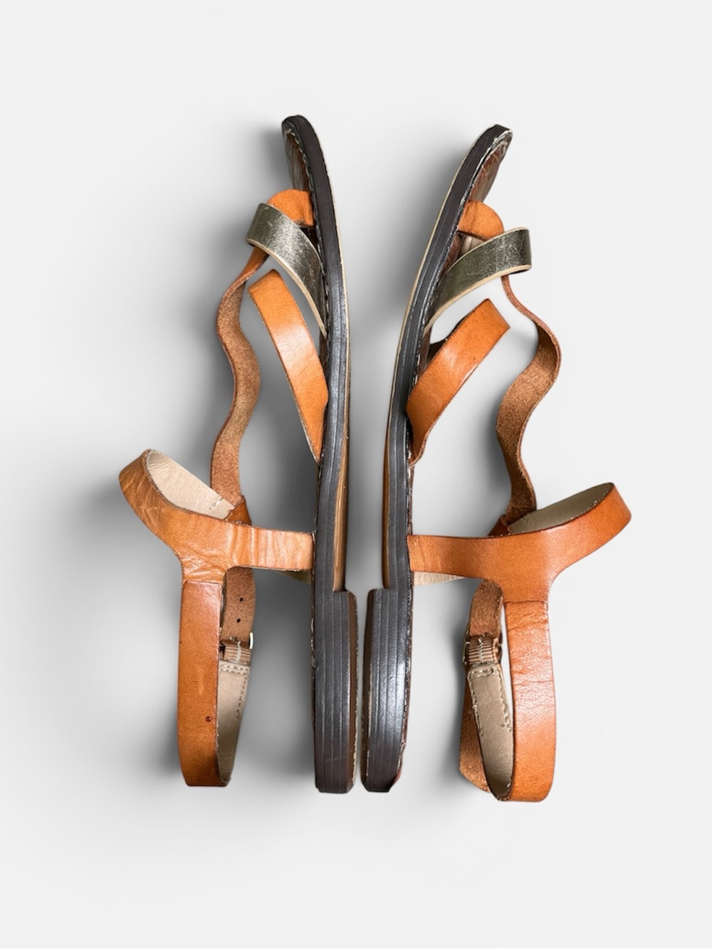 Sam Edelman Gladis Leather Sandal in Tan/Gold Size 8 1/2 - Picture 7 of 10